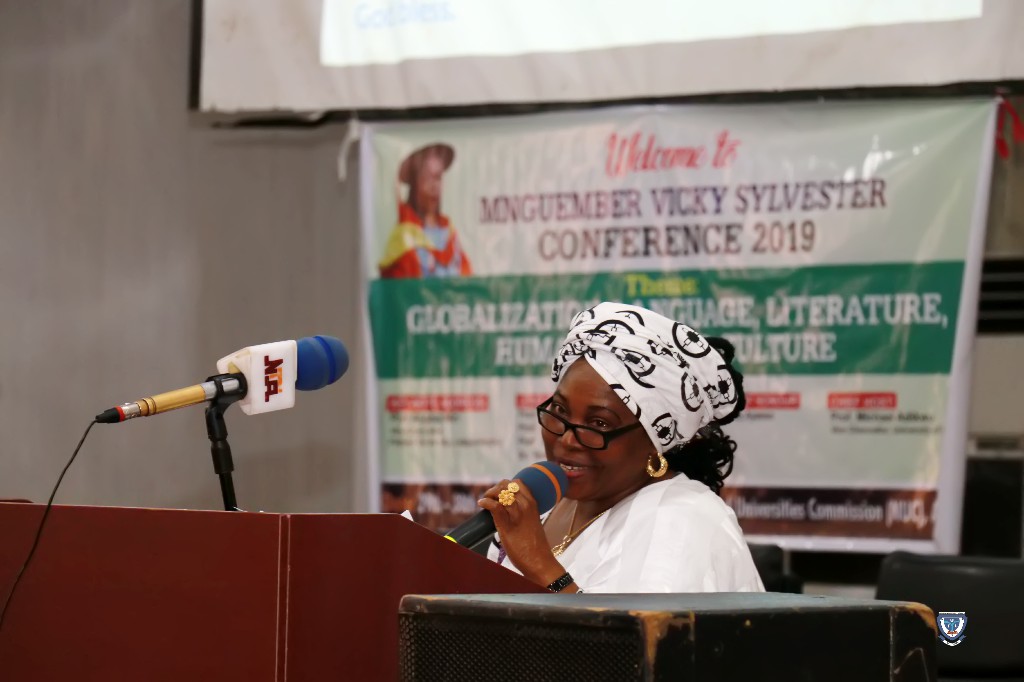 Professor Angela F. Miri delivering a Keynote Address at the SylvesterConfab 2019 held in NUC, Abuja