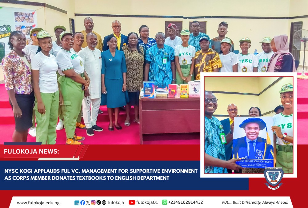Nysc Kogi Applauds Ful Vc, Management For Supportive Environment As Corps Member Donates Textbooks To English Department